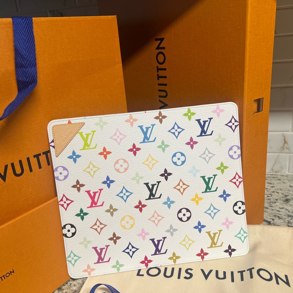 Louis Vuitton White Multicolor Gaston Mouse Pad
